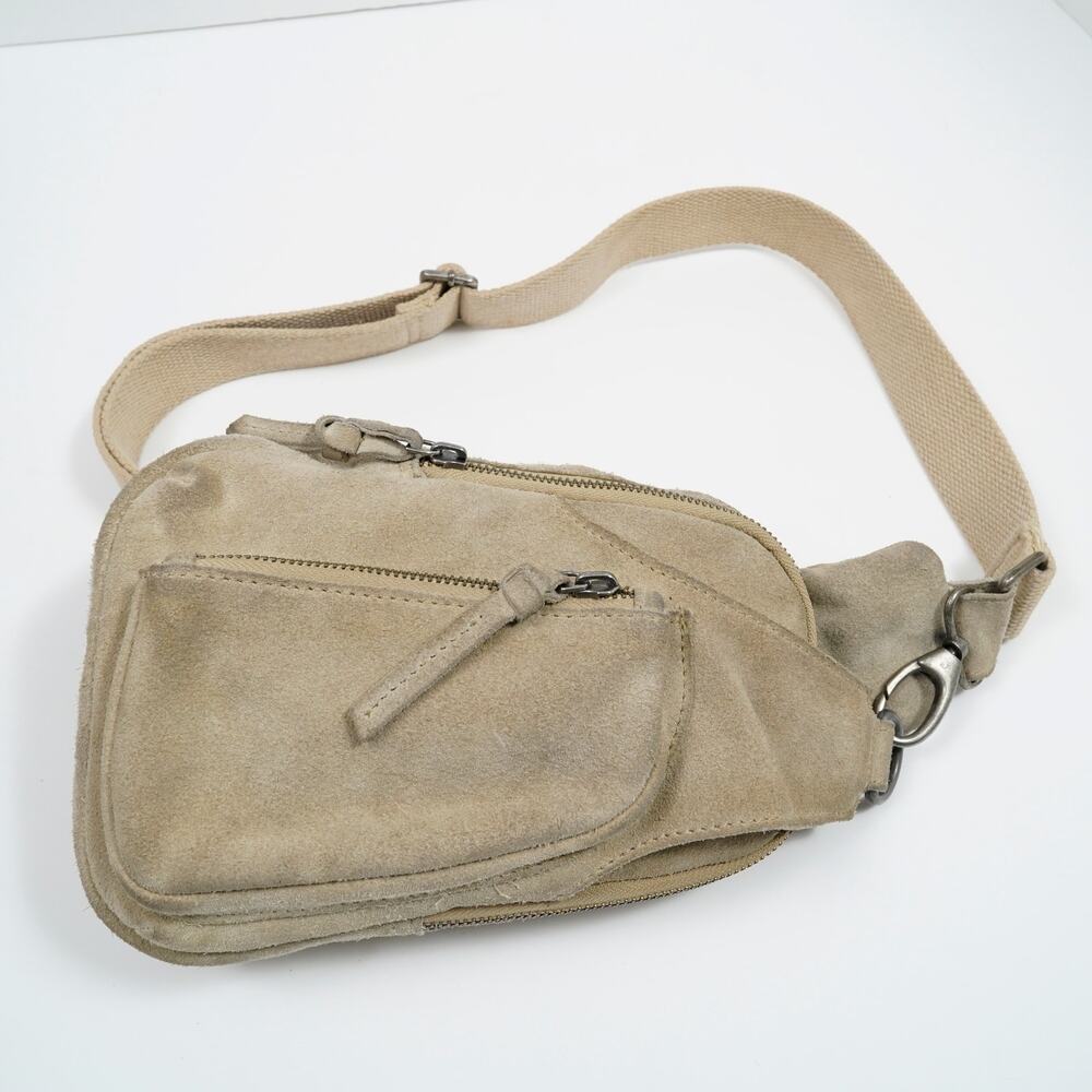 Free People Hudson Suede Sling Bag in a tan